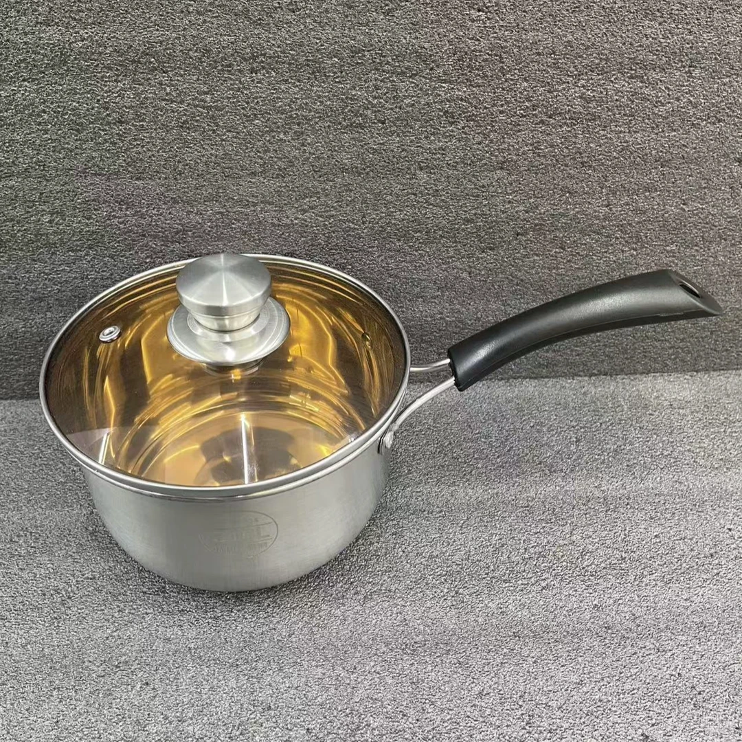 18cm不锈钢家用奶锅特厚汤锅热煮牛奶辅食锅电磁炉