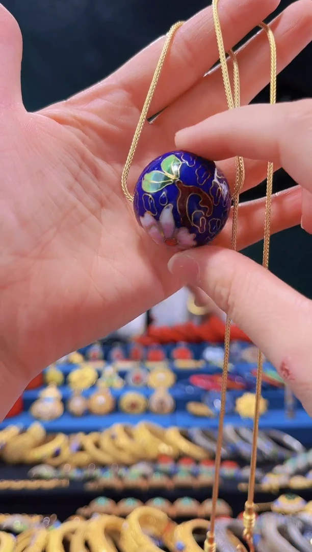 【闪购商品】非遗技艺景泰蓝3.0大珠子+蛇骨链宝蓝