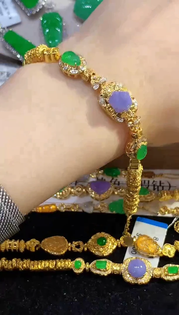 18K金镶嵌手链翡翠SY多样性发其一