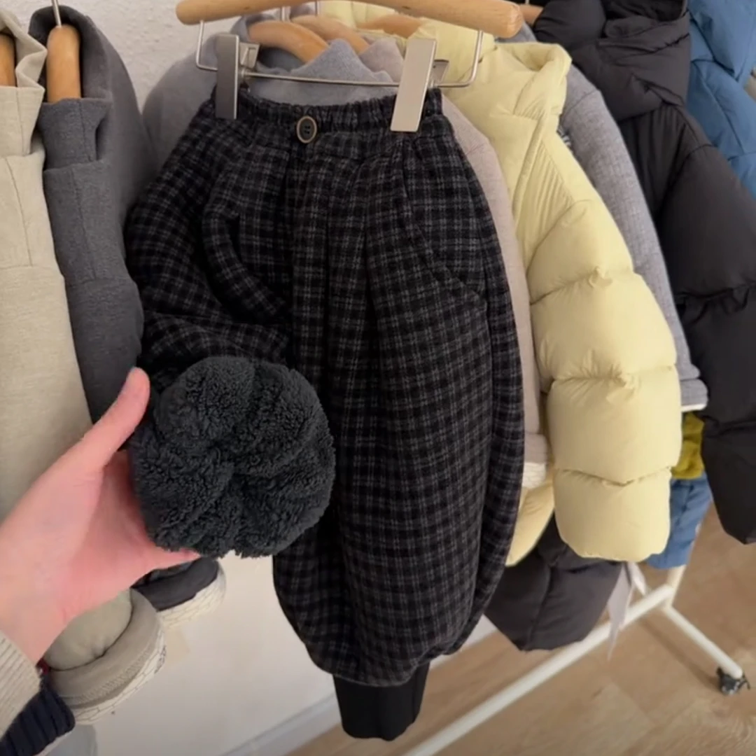 男童加绒加厚束脚裤2025冬季新款韩系中小童儿童裤子休闲裤保暖裤
