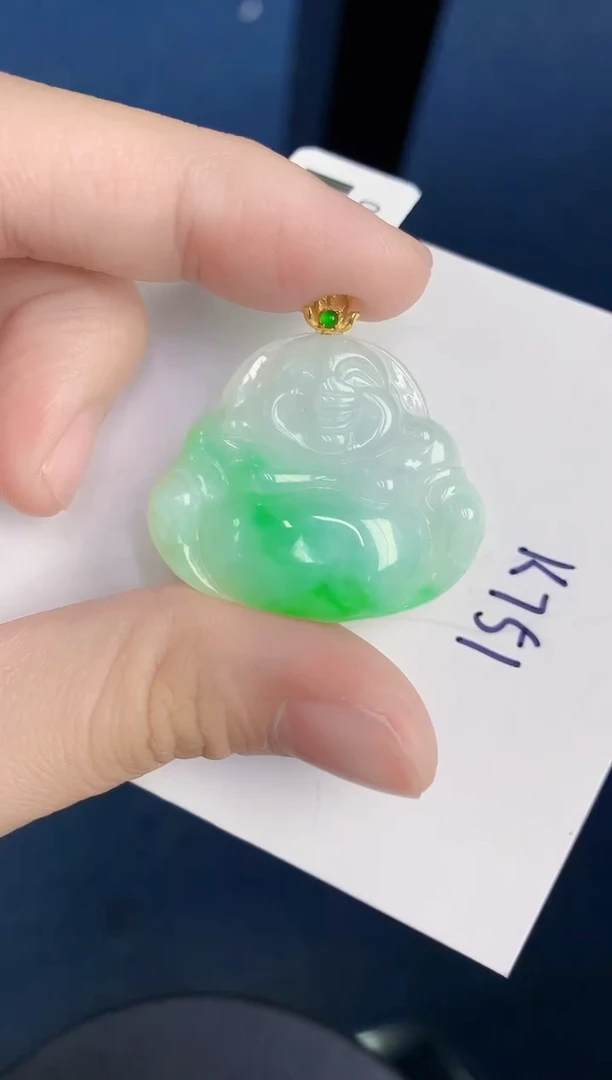 颈饰18K金镶嵌翡翠天然翡翠缅甸A货