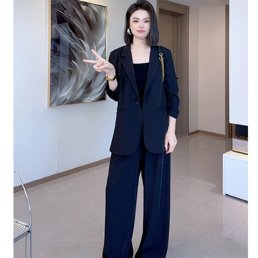 《喜番》夏季冰感简约干练西装两件套