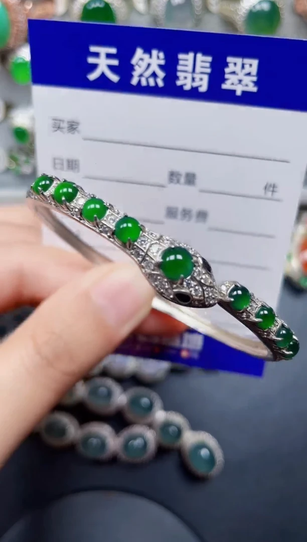 银S925镶嵌手镯翡翠142