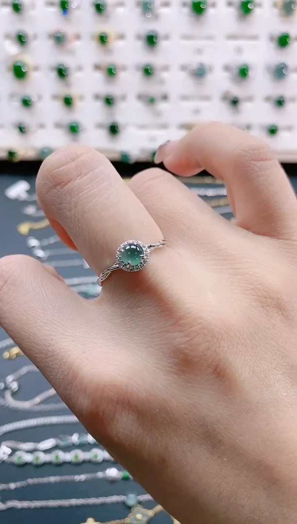 【闪购商品】翡翠戒指银S925镶嵌天然翡翠