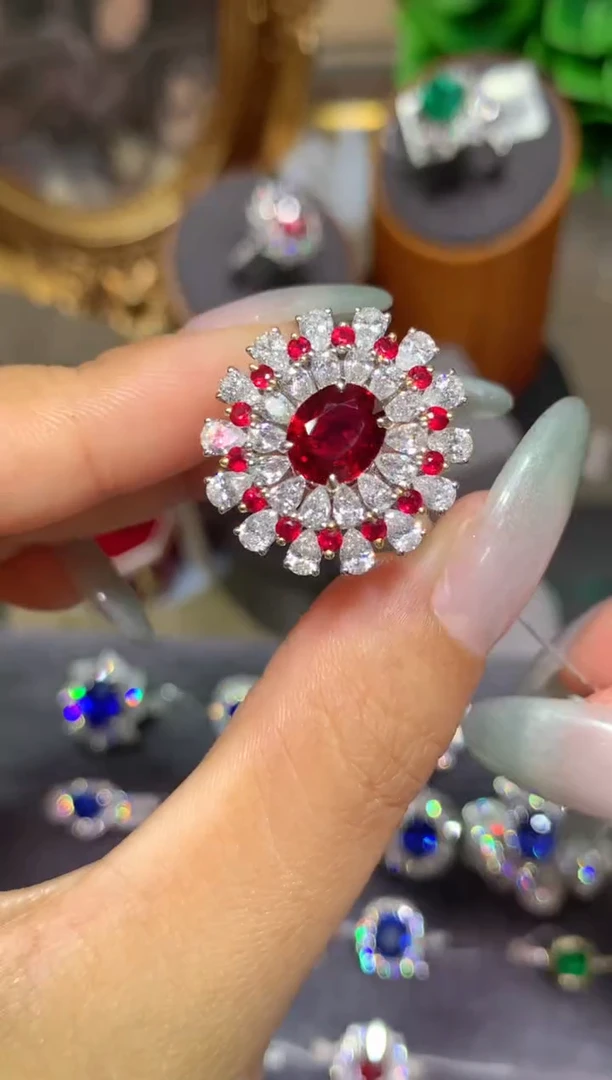 红宝石戒指18K金镶嵌2.06CT