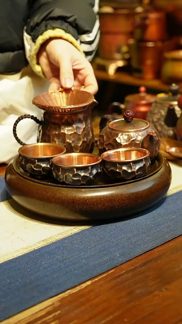 【闪购商品】一壶三杯一公道一编织漏+黄铜壶承