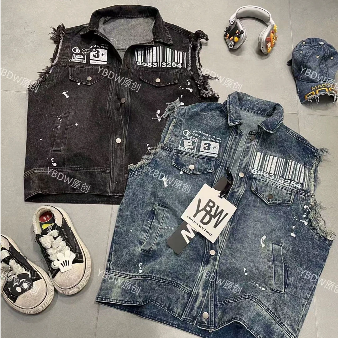 新款重工牛仔马甲女宽松百搭无袖坎肩背心