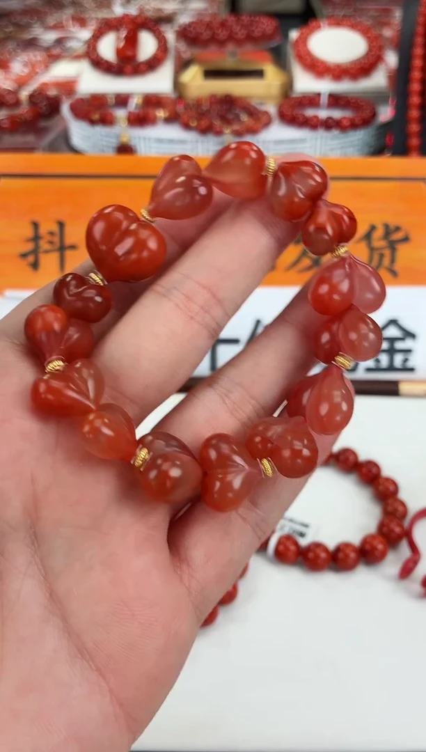 南红玛瑙屁桃diy手串银S925镶嵌一个/条