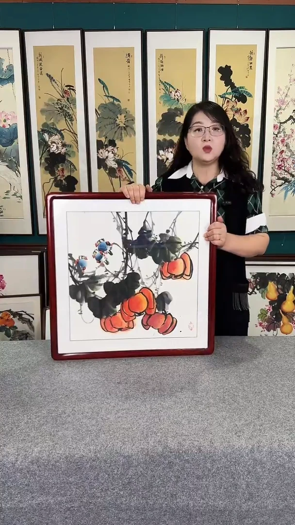 国画63*63葫芦实木装裱