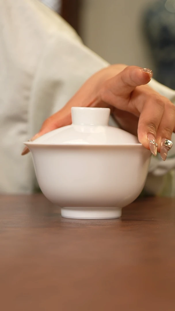 杯景德镇手工白胎大元宝盖碗