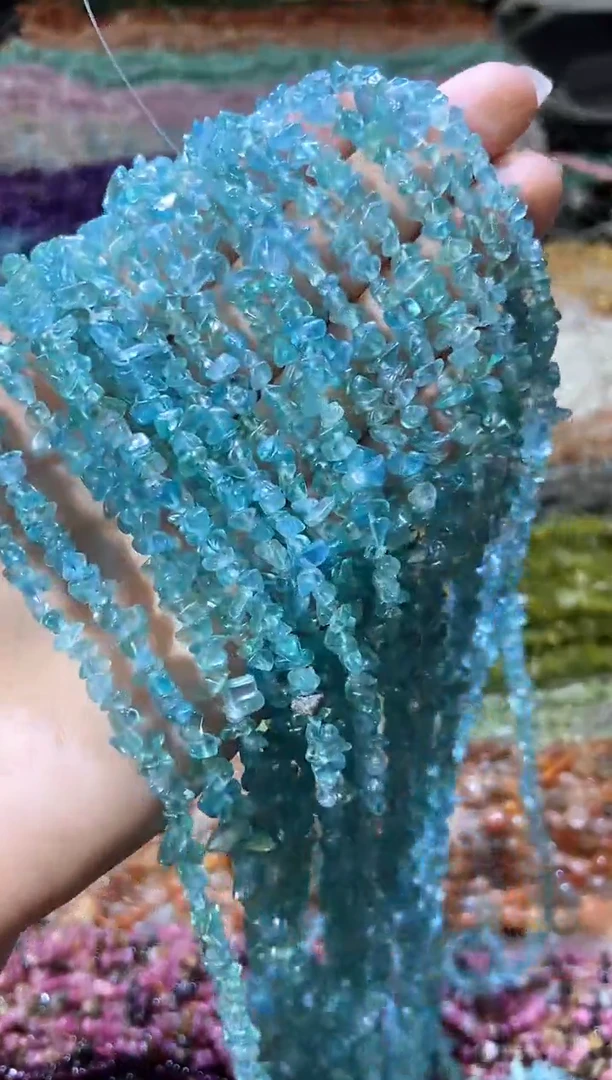水晶珠宝半成品未镶嵌卡3-5小蓝磷灰