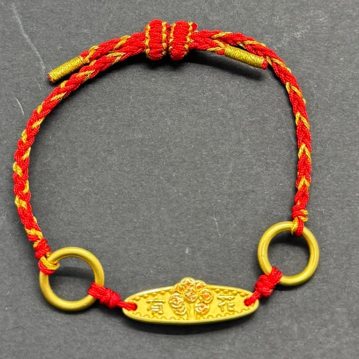 金邮送福 足金有钱花 金扣 女士手工时尚气质红绳
