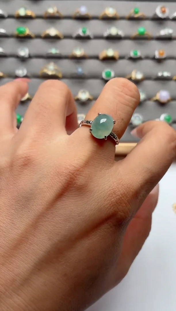 银S925镶嵌戒指翡翠.