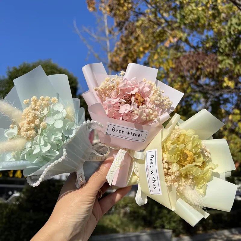干花永生绣球花蔷薇满天星小花束情人节生日节日伴手礼品摆拍道具