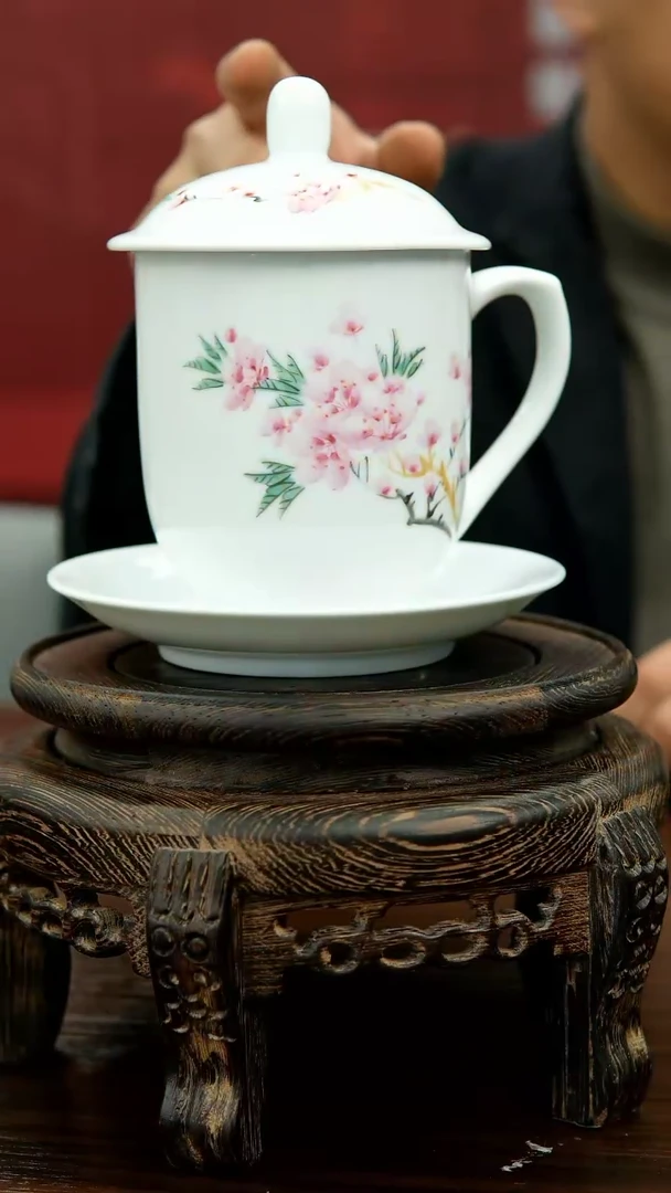 【闪购商品】011函夏非遗水点桃花三才办公杯