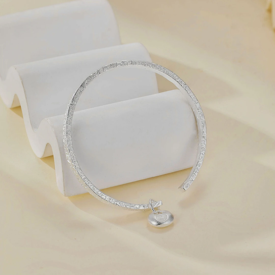 足银手镯 吉言小胖福开口手镯