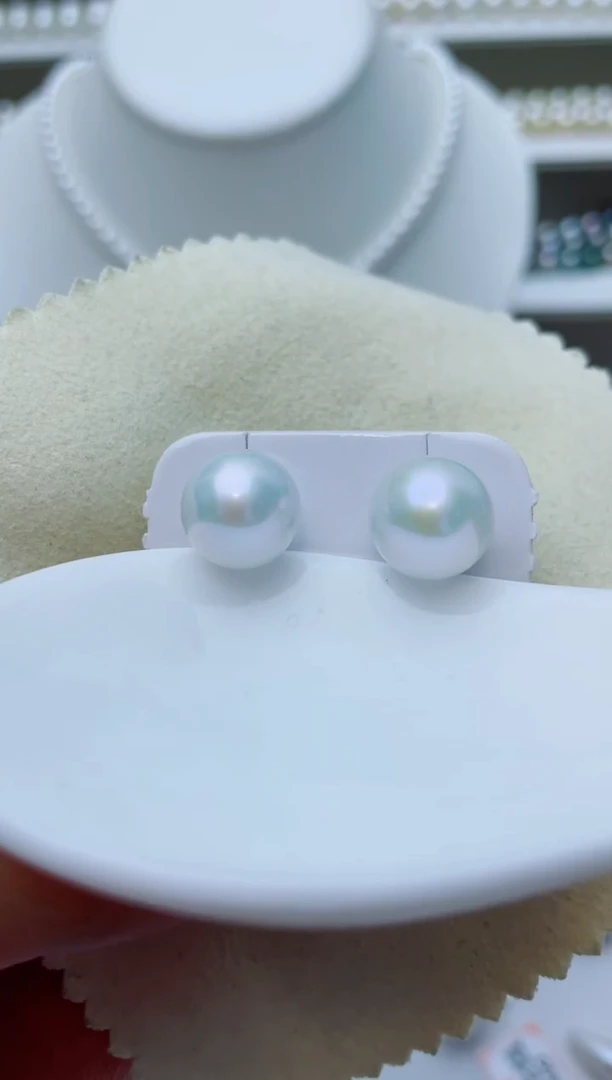 银S925镶嵌淡水珍珠耳饰W9