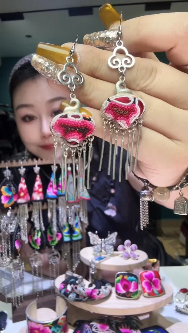 刺绣纯手工民族风耳环