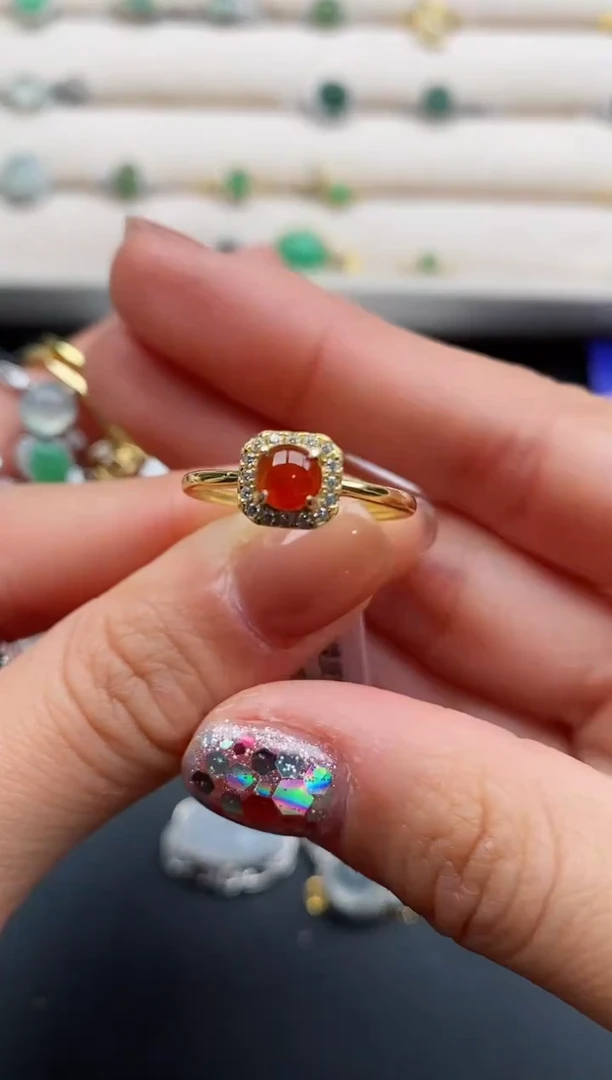 银S925镶嵌戒指翡翠44444444+4