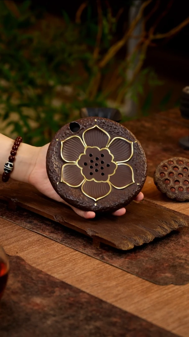 茶壶紫砂紫泥莲花壶承