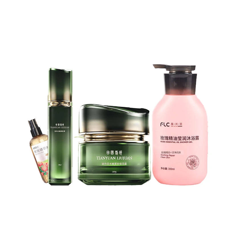 【田园刘娟】水嫩紧致面霜+紧致液+沐浴露+纯露（80ml装）