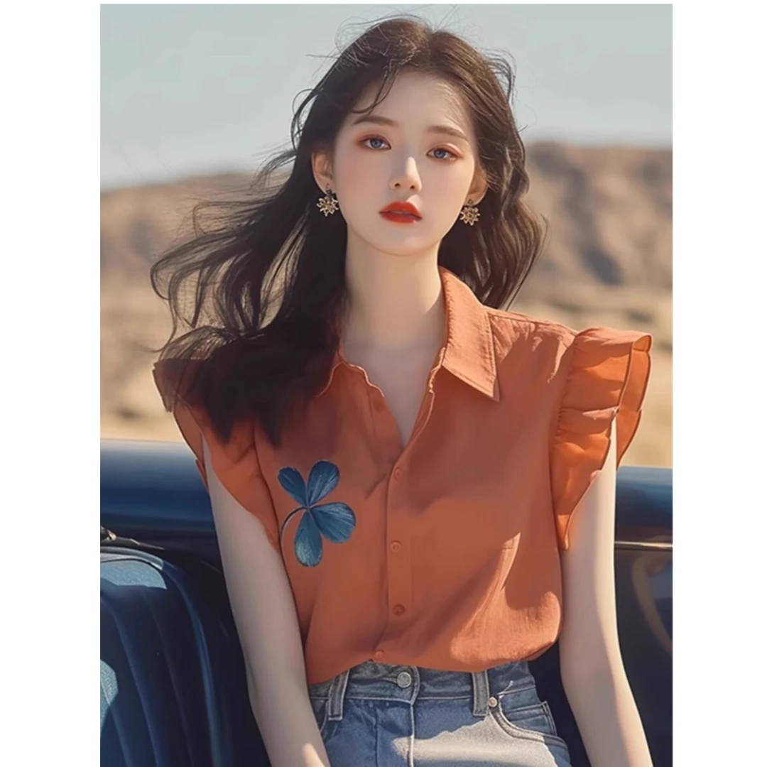 多巴胺穿搭小飞短袖衬衫女2025夏季新款设计感独特别致甜辣妹上衣