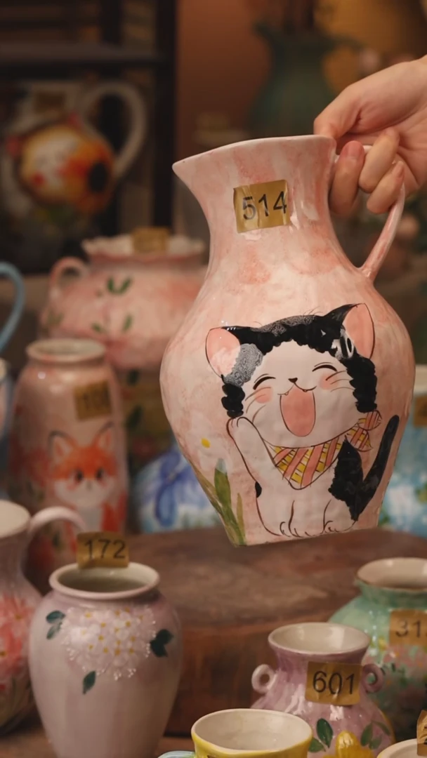 陶瓷514景德镇设计师手作花器摆件侘寂风