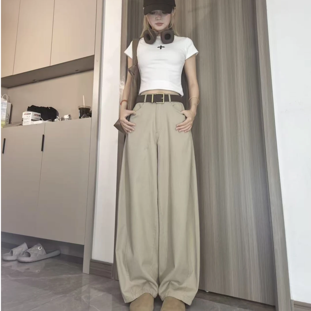 加绒加厚弯刀裤女2025秋冬百搭显瘦高腰宽松直筒阔腿休闲裤