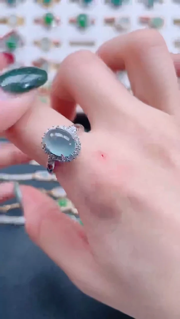 银S925镶嵌戒指翡翠天然翡翠