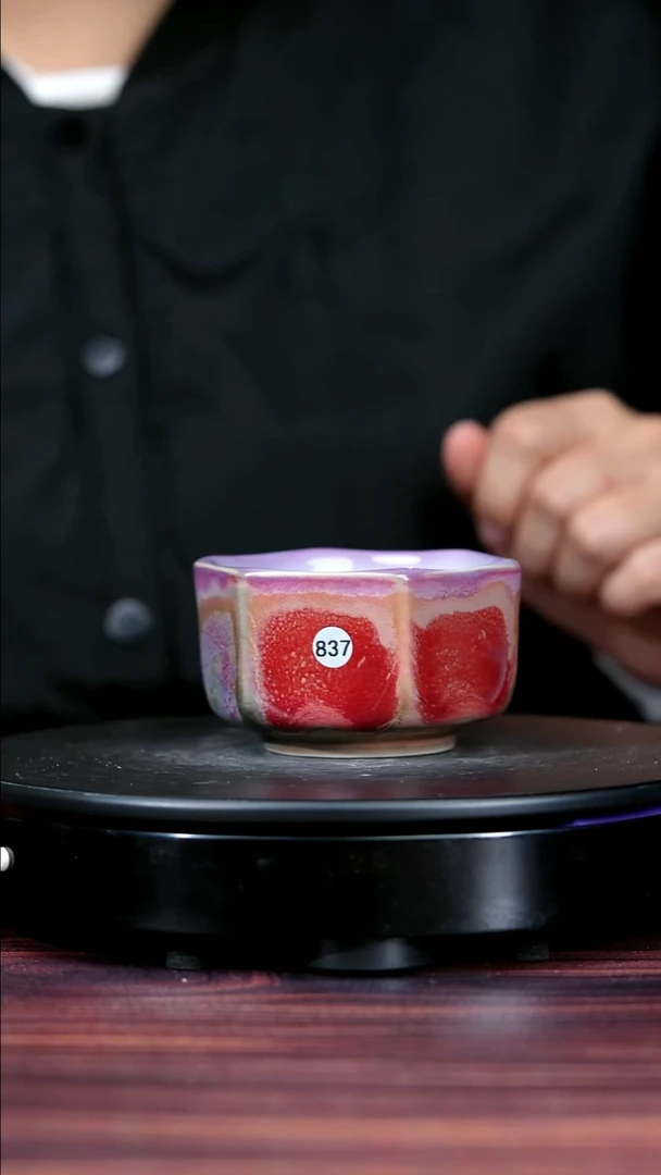 杯子瓷837#李朝斐一级品原矿钧瓷六方杯