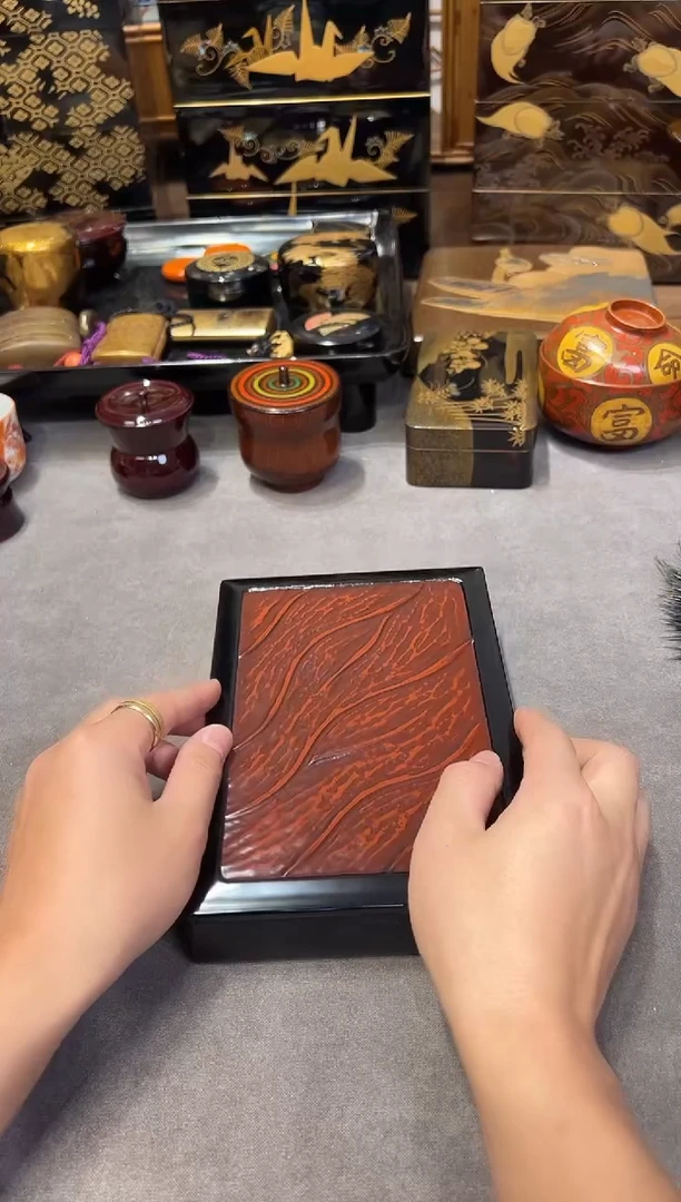 镰仓雕 文盒 大漆漆器大漆漆器