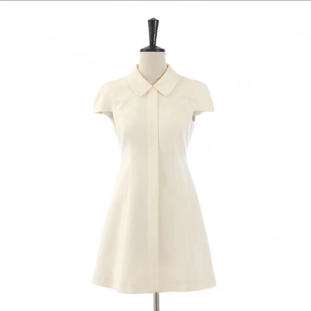 夏季新款半截袖收腰翻领短裙气质显瘦甜美连衣裙8035