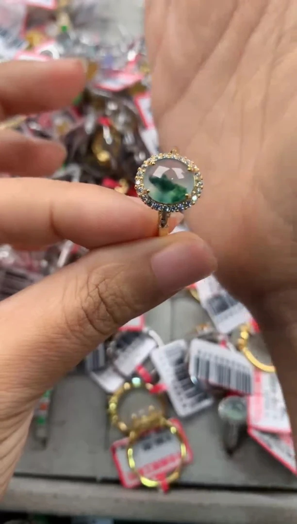 银S925镶嵌戒指翡翠111              6