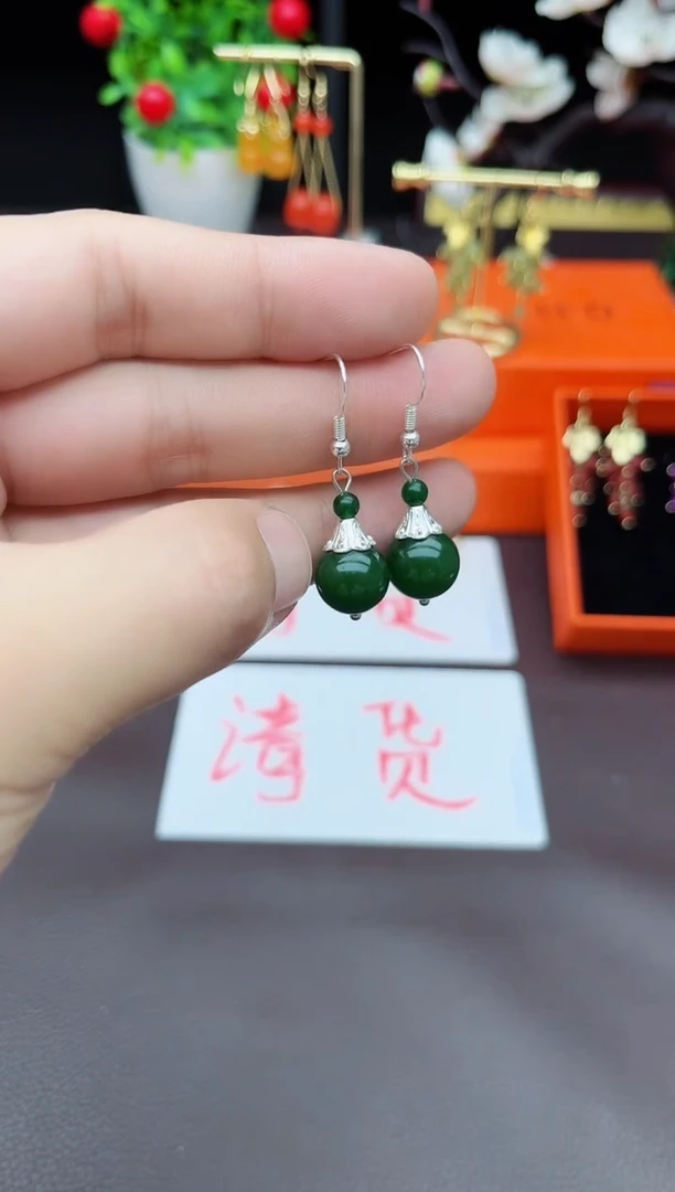 玛瑙/玉髓耳饰银S925镶嵌733000