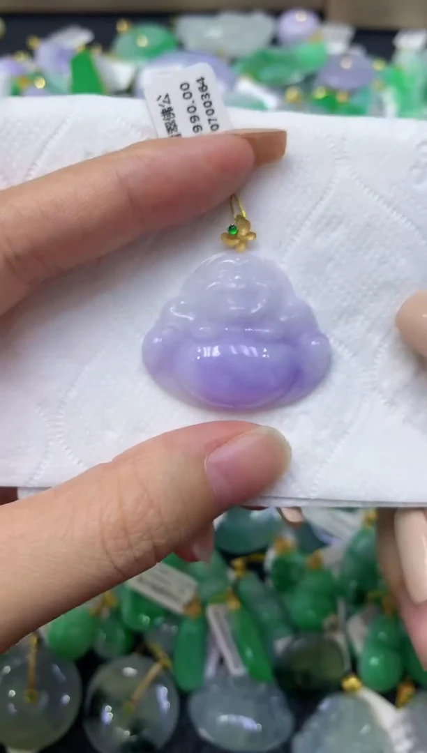 颈饰18K金镶嵌翡翠天然缅甸翡翠A货