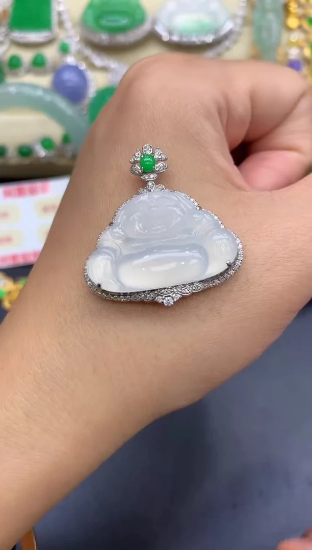 颈饰18K金镶嵌翡翠329-中国好珍宝