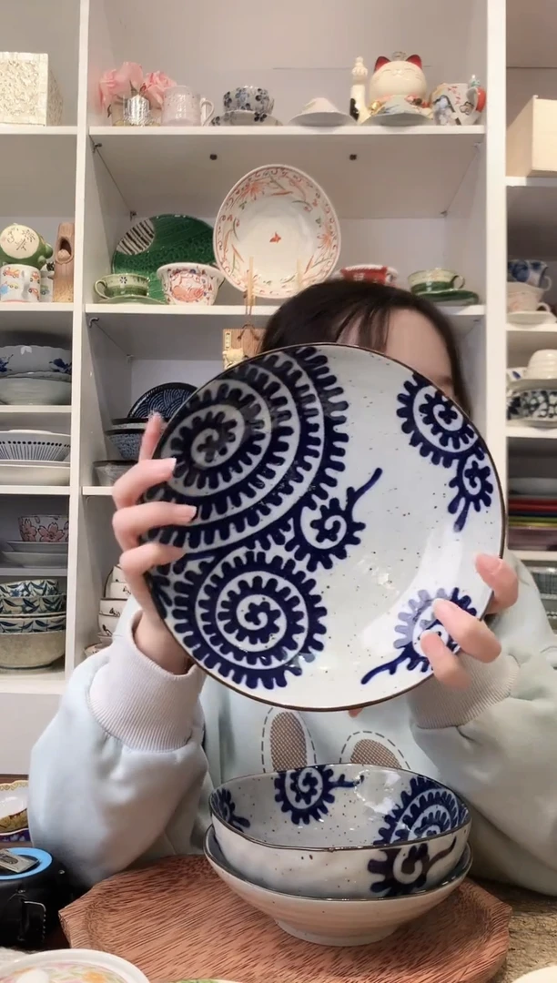 陶瓷【到手两支】章鱼唐草深盘21cm