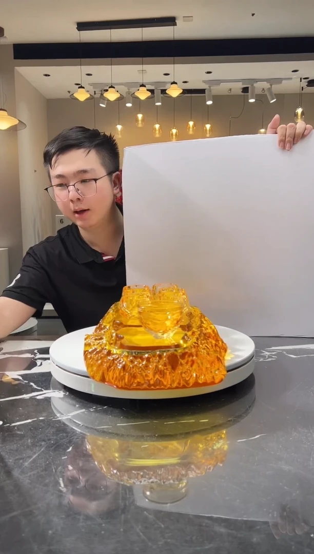 摆件0**—巴比特美学-金色山河茶盘+金色茶杯一套+金色冰川公道杯