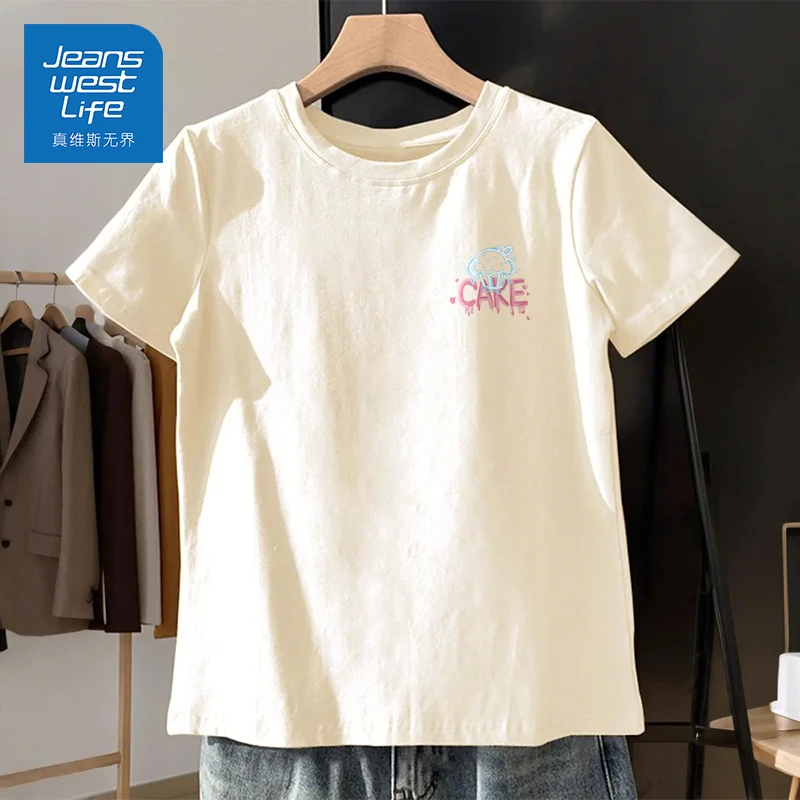 真维斯无界多巴胺夏季短袖女款爆款遮肉小众高级感时尚印花休闲j