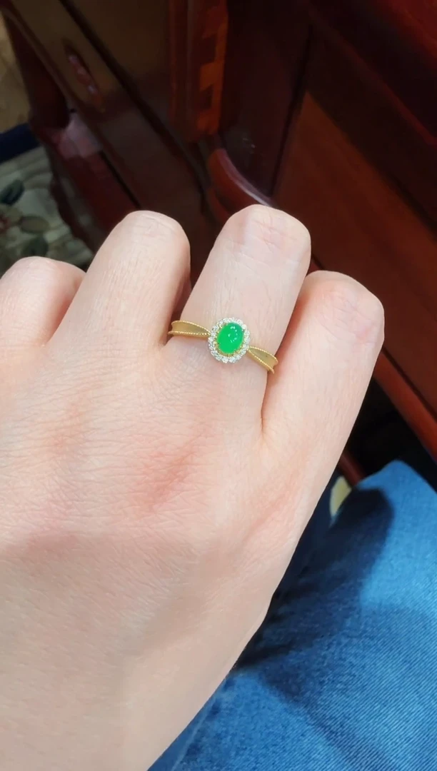 【闪购商品】翡翠戒指18K金镶嵌翡翠 戒指