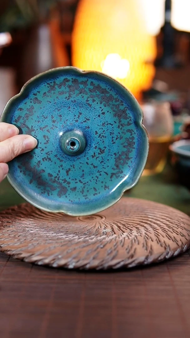 486 铜系青蓝 花瓣香插 果盘