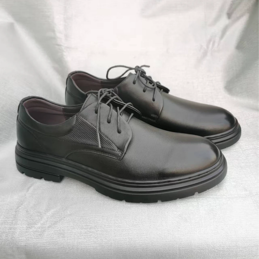 永威河南永威皮鞋商务休闲鞋橡胶底皮鞋男士黑色真皮英伦系带