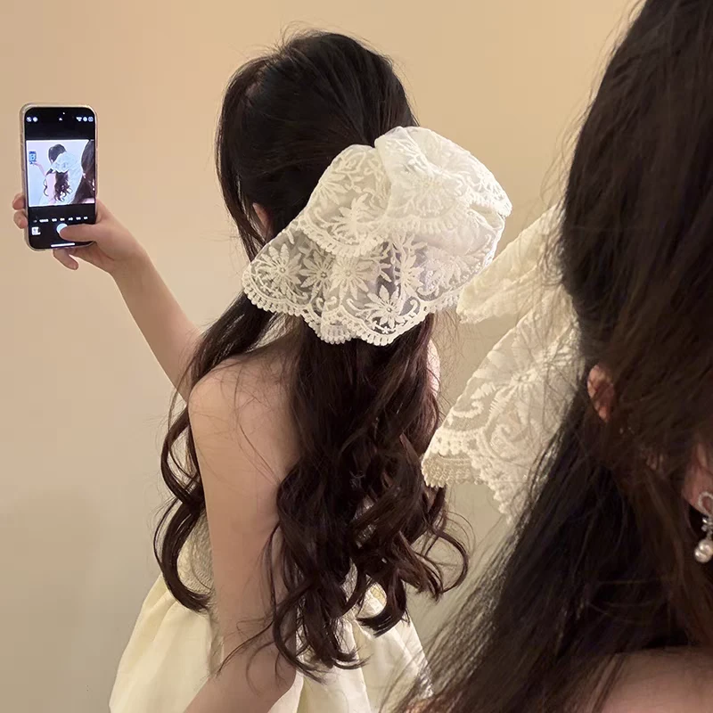 花漾FLOWER大号超仙蕾丝花边大肠发圈高级感夏日韩系慵懒风发饰女