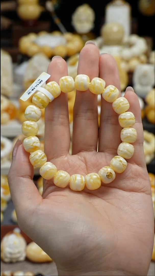 手链琥珀未镶嵌天然琥珀蜜蜡金瓷白虎皮纹手串11