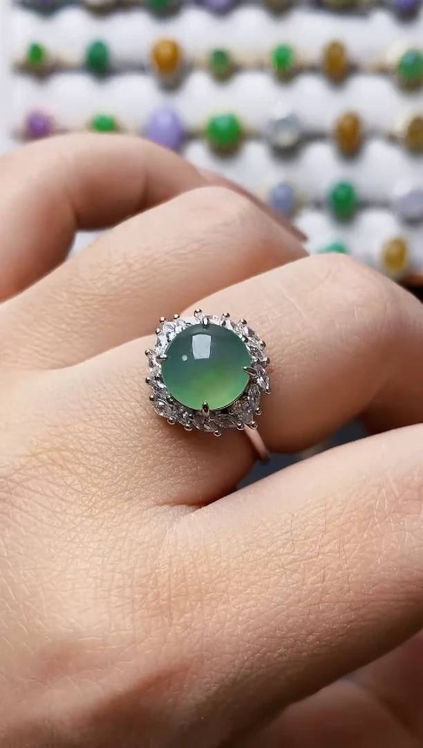 银S925镶嵌戒指翡翠0422