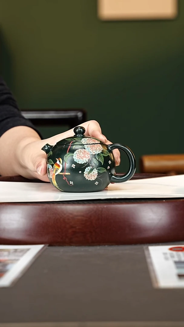 茶壶紫砂38杨建英 绣球西施 绿泥柴烧200cc