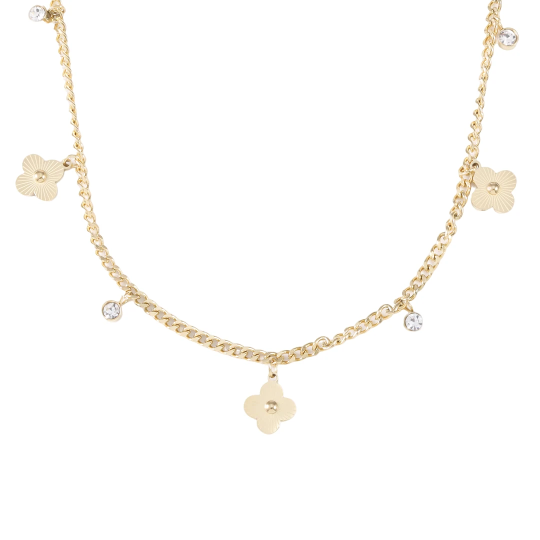 镀k金【焕彩花姿】四叶花轻奢时尚项链45cm 1299