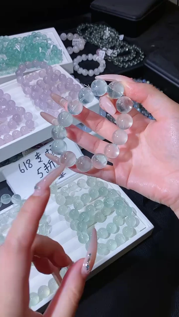 手链未镶嵌萤石614.1薄荷曼波绿萤石手串 多样性发其一 微色差