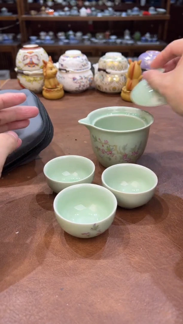 真的很便宜超好看会开片的旅行茶具