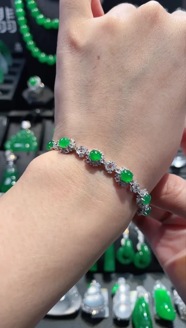 18K金镶嵌手链翡翠蛋面手链5112910